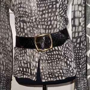 Sepcoeur Black Crocodile Leather Belt SZ 28.5/30.5